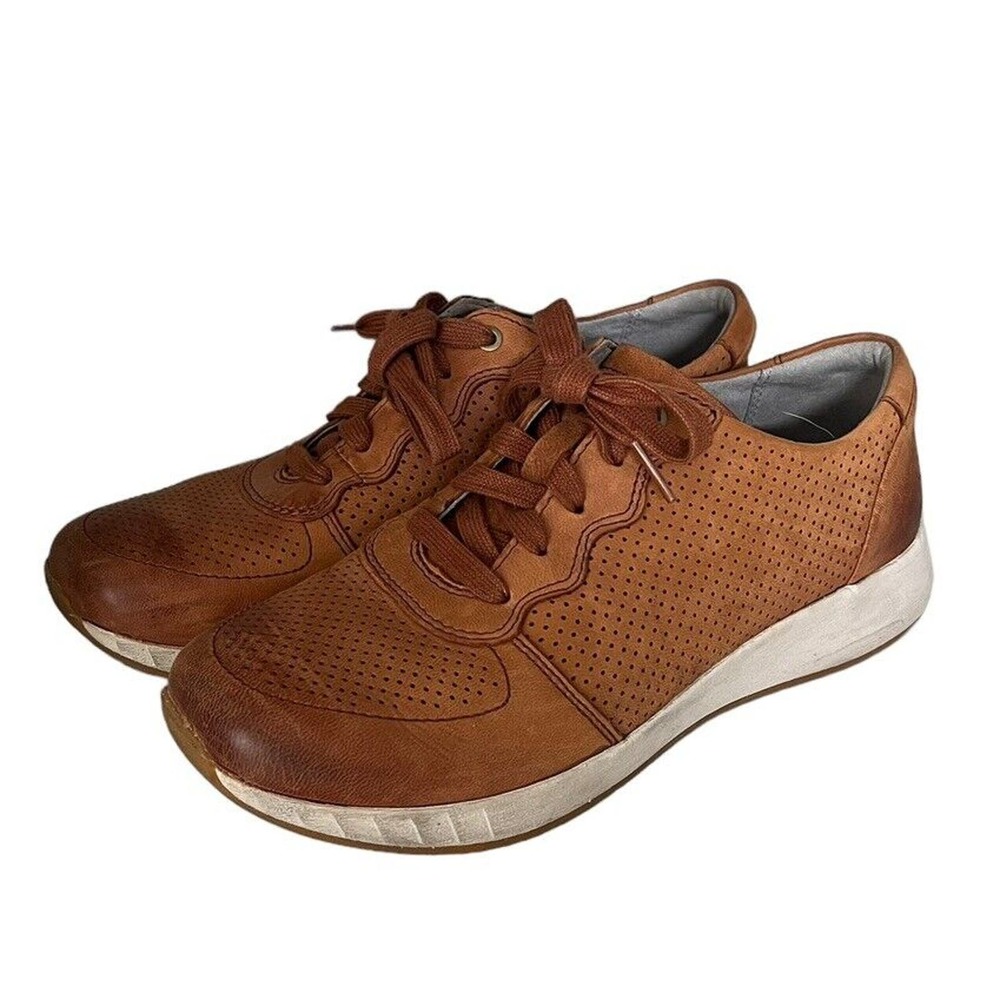 DANSKO Womens CHRISTINA Perforated Sneakers Shoes Saddle Brown Size 37 / US 6.5